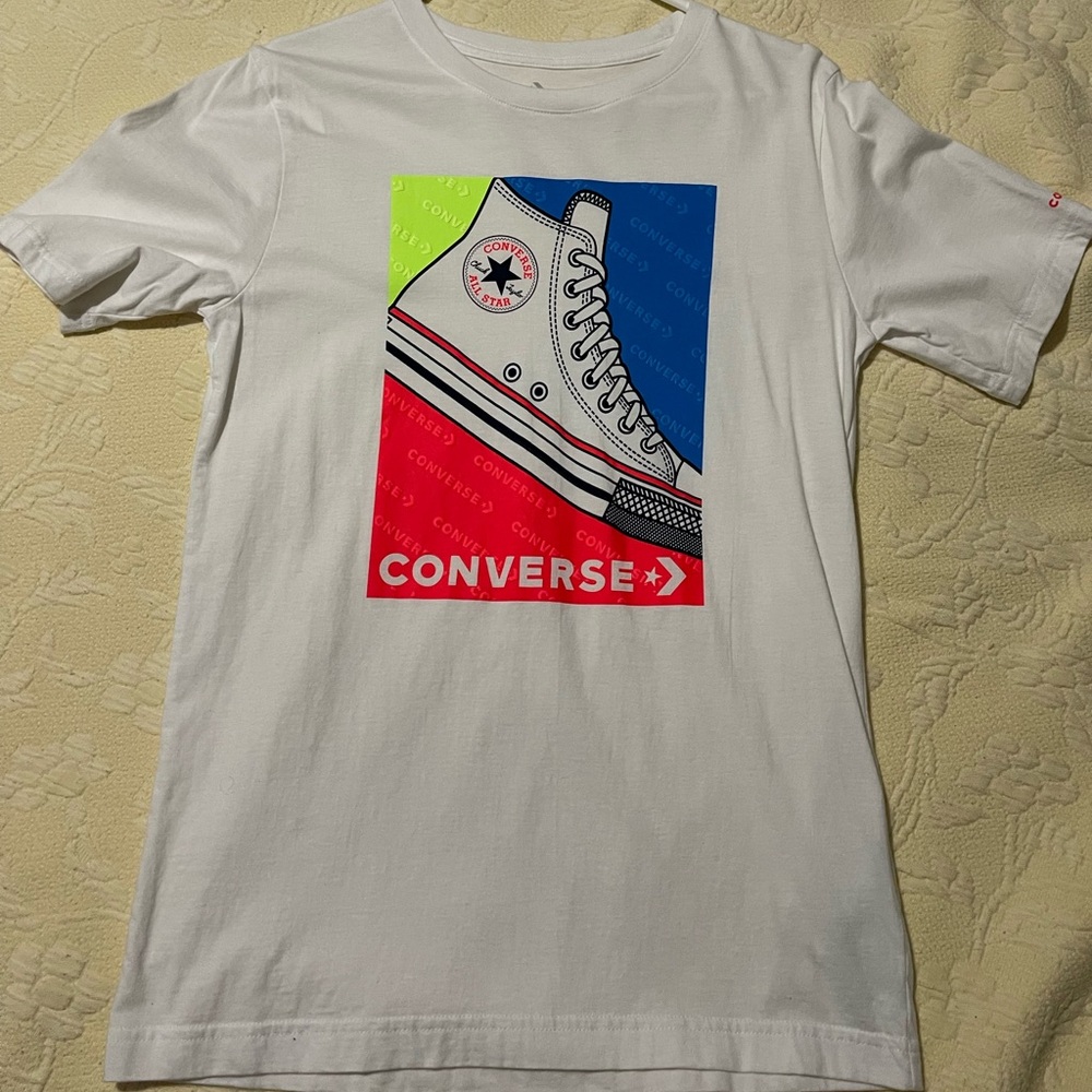 Converse White T-Shirt with Colorful Sneaker Graphic